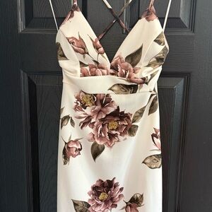 Windsor Cream and Pink Floral Midi Dress